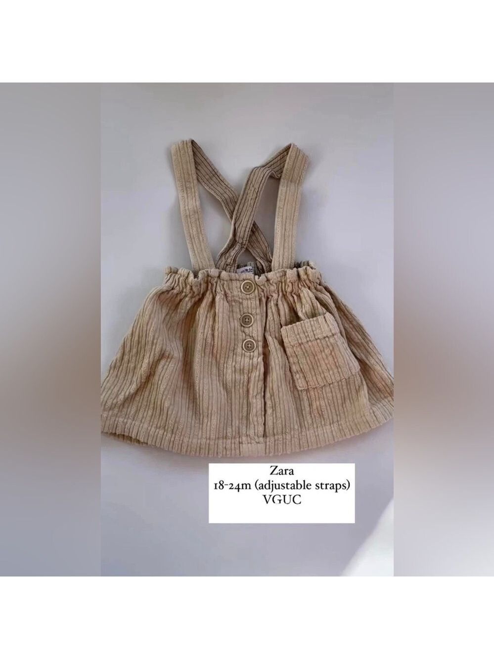 Zara Beige‎ Toddler Girl Skirtall with Button Accents